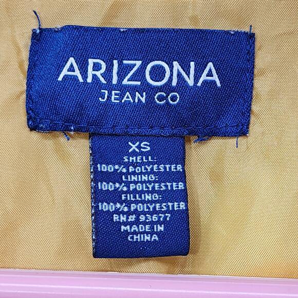 Arizona Jean Company Coat Women XS Mustard Yellow Quilted Puffer Hooded Full Zip - Picture 7 of 10